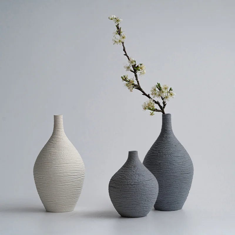 Raue Oberfläche Minimalistische Vase | Weiß - Vivari Livings